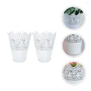 Wazony 2 szt. Tin Flower Busket Pot Para Flowerpot Wazon ślub Dekore żelaza