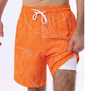 Shorts Shorts Beach Men Orange Double Layer Keep Privacy Trunks Board Plus size 8xl