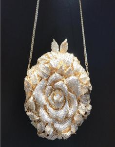 Luxury Wedding Clutch Women Prom Party Diamond Crystal Flower Handväskor Brudväska Evening Bags4632638
