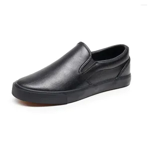 Casual Shoes Black Microfiber Waterproof Men's Women's Flat Bottome Soft Sole Loafers Wear-resistant Non Slip Sneakers Men