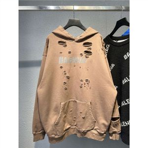 Designer Hoodie Balencigs Moda Hoodies Capuz para homens suéteres de alta qualidade Arte clássica desgastada e desgastada paris lame mens e inverno na moda zpwi oomg 07ul