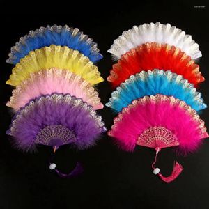 Figurine decorative Lolita Feather Folding Fan Girl Girling Court Court Dance Hand con decorazione per feste per matrimoni a sospensione