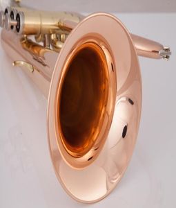 Bb Tune Flugelhorn Rose Brass Plated Lacquer metal Musical instrument Professional with Mouthpiece Case Accessories Golves1949286