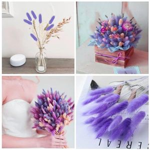 Dekorative Blumen 100pcs/Bündel Bunte Schwanzgras getrockneter Blumenstrauß Pflanzenstamm Material Home Dekoration