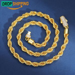 Dropshipping Hip Hop Jewelry Mens 3mm-12mm 925 Sterling Silver Rope Chain Moissanite Iced Out Clasp Twisted Netclace
