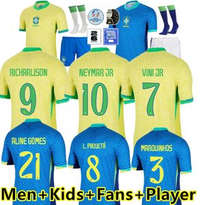 2024 2025 Brazylijskie koszulki piłkarskie L.paqueta Neymar Vini Jr. 24 25 P.Coutinho Richarlison Football Shirt G.jesus T.Silva Bruno G. Pele Casemiro Fan Player Men Kit Kit Kit