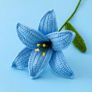 Decorative Flowers Artificial For Home Decoration Warm Cozy Crochet Vibrant Hand-knitted Lily Bouquet Realistic Diy Craft