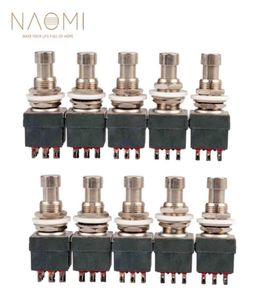 Naomi 10 szt. 9 Pin 3PDT Guitar Effects Pedal Box Stomp Foot Metal Switch True Bajpass Guitar Parts Akcesoria Nowe set2375856