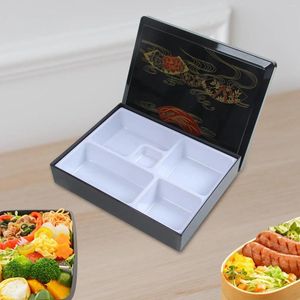 Dinkware giapponese snack bento box che serve vassoio con pranzo bianco e nero per coperchio per salsa di riso sushi ristorante per picnic business