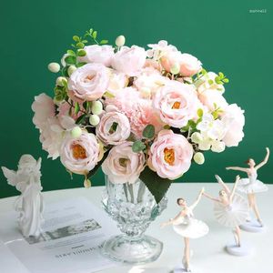 装飾的な花は、結婚式のガーデンパーティーのための人工花のcamelotus花柄の屋外PO小道具の家の装飾バレンタインデーギフト