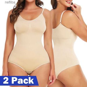 Waist Tummy Shaper 2 Pack Bodysuits Shapewear Tank Tops for Women Slimming Tummy Control Body Shaper Camisole Waist Corset Jumpsuit L2447