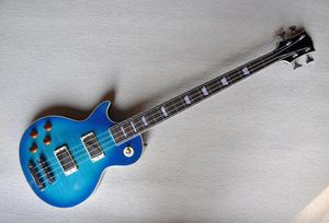 공장 사용자 정의 4String 블루 왼쪽 크롬 하드 워레 로즈 우드 프렛 보드 포퍼와 함께 전기베이스 기타 맞춤형 4307032