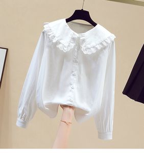 Women's Blouses Long Sleeve White Top Fashion Woman Pearl Causal Shirt For Women Sl2