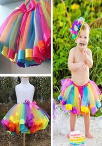 Дети Rainbow Tutu Dresses New Kids новорожденная кружевная юбка принцессы Pettiskirt Ruffle Ballet Dancewear Юбка Holloween Hk14447699