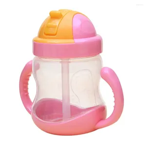 Cups Saucers Baby Water Cup Children Straw 280ml Leakproof Feeding Drinking Bottle Kids Tumblers With Handle For Home Outdoor School