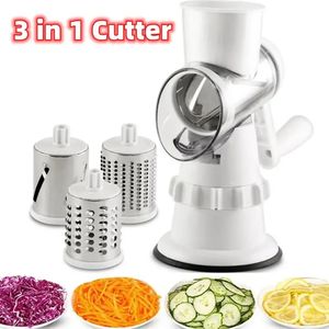 3 I 1 Vegetabiliska skivor manuella kökstillbehör för Cutter Round Chopper Mandolin Shredder Potato Home Kitch 240325