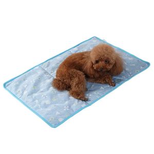 Summer Pet Ice Mat Printing Cold Dog Mat Ice Silk Cooling Cat Mat Home Car Soff Cushion Pet Supplies Dog Beds For Small Dogs 240403
