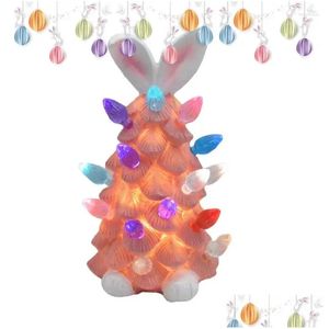 Decorative Objects & Figurines Pink Tree Easter Resin Light Up Tabletop Battery Powered Decor Table Centerpiece For Theme Parties Drop Dhuq4