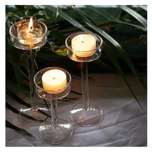 Kerzenhalter Europa Style High Glass Candlestick Halter Hochzeit feiner transparenter Kristall -Esszimmer Haus Dekoration