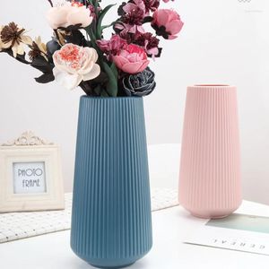 Vases Simple Plastic Vase Dry And Wet Flower Arrangement Container Nordic Style Floral Decoration Imitation Porcelain