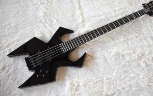 whole Factory Custom Unusual Shape Black 5 Strings Electric Bass Guitar with Black HardwareNo Fret Inlay 05243682704