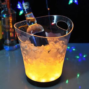 5L LED Ice Bucket Wine Cooler Colors Changing Champagne Wine Bucket for Night Party Home Bar Kitchen Wine Tools Accessories 240327