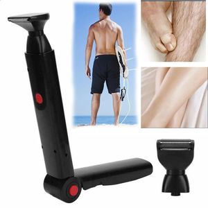 Electric Back Shaver 2 i 1 hårtrimmer Razor laddningsbart vikbart handtag avlägsnande män kropp groomer 240403