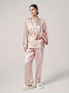 Home Clothing Schinotch Sommer Frauen Eis Silk Pyjamas Set Cozy Mode Bademantel und Hosen Ladies Homewear