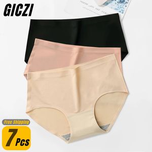 Giczi 7pcs Damen Panties S4xl nahtlose Unterwäsche für Frau fester Basis -Tropfen Taille Dessous 7 Stücke Unterhose Slips 240407