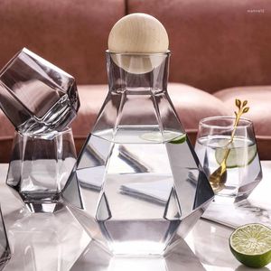 Wine Glasses Luxury Diamond Shape Crystal Glass Water Kettle Cup Set Clear Cold Jug Juice Beverage Pitcher Jugs Home Drinkware