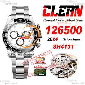 126500 SH4131 Automatisk kronograf Mens Watch Clean CF Ceramic Bezel White Dial 904L Steel Case and Armband Super Edition 2024 Version Watches ETA PURETIME PTRX F2