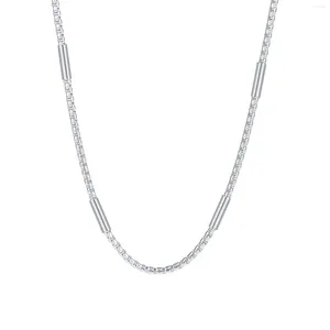 チェーンMprainbow Square Pearl Chain Necklace Men for Stainless Steel Rolo with Tube Stylish Box Collar Gift