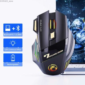 Ratos mouse sem fio mouse USB imice gw-x7 3200dpi carregamento de modo dual 7-chave de 2,4 ghz mouse silencioso bluetooth 7-cors LED Y240407