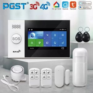 Material PGST PG107 4G Tuya Wireless Home WiFi GSM Home Security With Motion Detector Sensor Burglar Alarm System Support Alexa Google