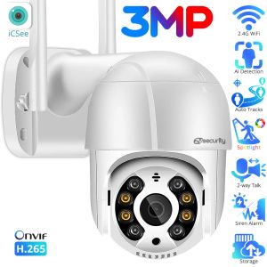 Cameras 3MP WiFi PTZ Camera Outdoor H.265 AI Human Detect Auto Tracking Wireless Speed Dome Home Security CCTV Video Surveillance Camera