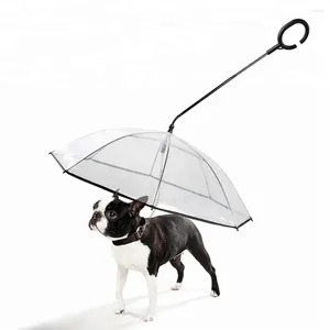 Зонтик одежды для собак с прозрачным беговым поводком-два в одном для дождливого дня прогулки на плащ