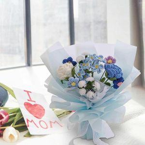 結婚式の花の手織りかぎ針編みの花の花束の長さ45cmリアルな花びらバレンタインギフトのための母の日の飾り