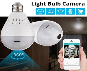 Лампочка Light Wireless 960p IP -камера Wi -Fi 360 градусов безопасности камеры видеонаблюдения панорамная лампа для ночного видения рыбьем.