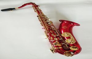 Helt nytt riktigt musikinstrument Suzuki BB Tenor Högkvalitativ Saxofon Mässing Body Golden Red Gold Key Sax med munstycket 7191906