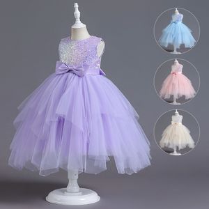 Vestidos de aniversário de menina de jóia de jóia de champanhe rosa roxo Bright Rosa