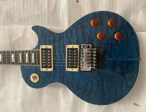 Alex Lifeson Blue Quilted Maple Top Electric Guitar Axcess Carved Neck Joint Floyd Rose Tremolo Bridge Belly Cut Contour Chrome 7858444