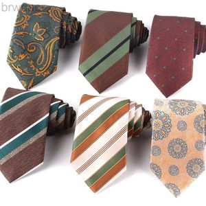 首のネクタイ男性のためのクラシックストライプネクタイパーティービジネスのための茶色のネックネクタイ