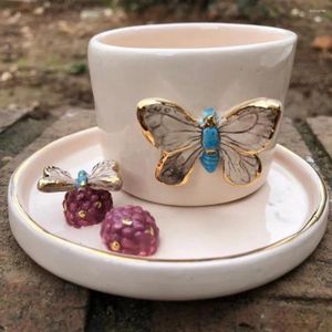 Cups Saucers Turkish Coffee Cup Butterfly Stylish Simple Cute Design Gift Mug Ceramic Creative Kubek Kitchen Supplies