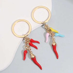 Keychains Bedanyards Creative Red Colorful Pepper Kichain Mini Vegetable Key Rings For Best Friends Momen Men Men Gift Bag Diy Jóias artesanais Q240403