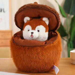 FILME TV PLUSH Toy Toy Cute Squirrel Doll Surprise Zip Up Egg Hideaway Cute Backed Animals Dolls Plush Toys for Gift 240407