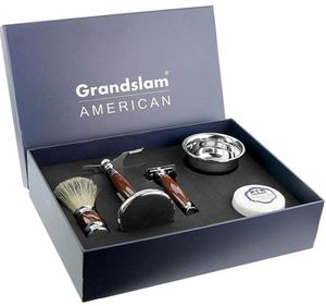 Homem Kit de Presente de Grels de Luxúria Conjunto de Presentes Double Edge Segurança Razor Badger Brush Brush Stand Stand Manela Creme de sabão J190712884099