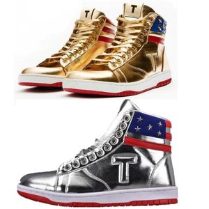 Wysokie najlepsze buty do koszykówki dla mężczyzn Kobiety Trump Sneakers Gold Silver The Never Surrender 2024 Man Woman Projektantka Scarpe Trainers Scarpe Rozmiar 5.5 - 12