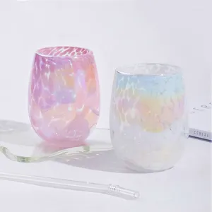 Copos de vinho 450 ml de bolinhas coloridas xícaras de ovo de ovo resistente ao calor caneca de vidro caneca de café copo de café da manhã fofo s Tumbler s