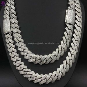 High Quality Fine Jewelry Hip Hop Cuban Link Chain 15mm Vvs Moissanite Diamonds Necklace for Men