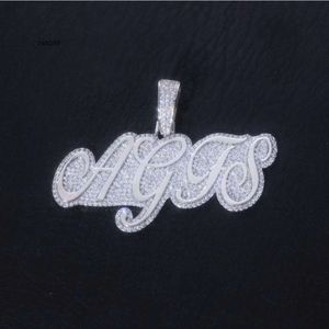 Designer Jewelry Hip Hop Mossanite 925 Nome personalizzato in argento sterling Iced out VVS Moissanite Letter Ciondolo